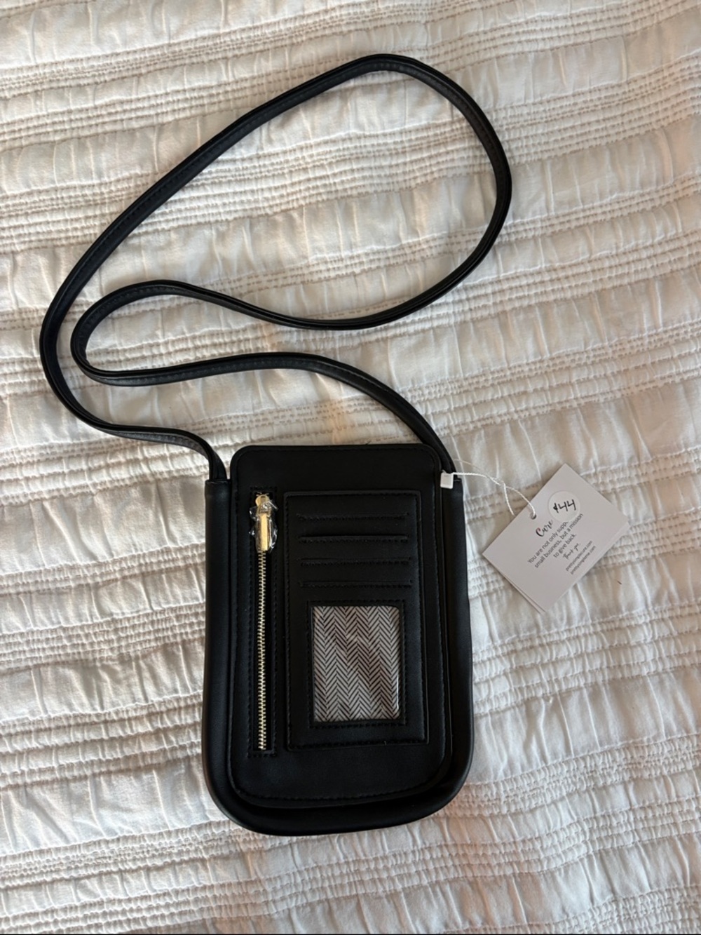Black Crossbody Card Holder Bag - Unbranded